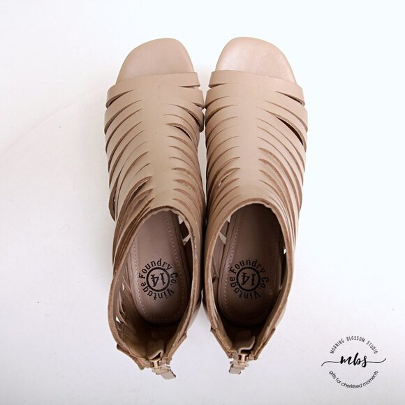 Vintage Foundry Co. Eleanor Leather Sandals Cream Women Size 8.5 - Picture 10 of 12